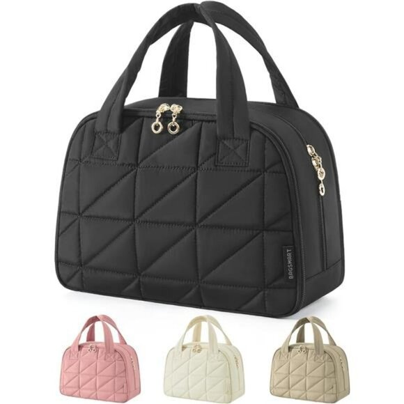 Bagsmart Toiletry Bag Travel Makeup Cosmetic Organizer Large Black Nylon Pouch - Picture 1 of 7